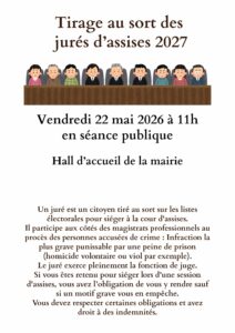 Affiche pour le tirage au sort des jurés d'assises, le 22 mai 2026